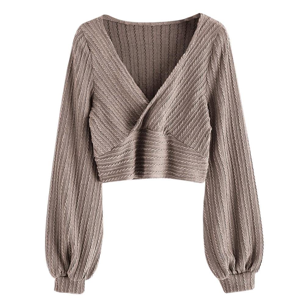 Jersey Corto Zaful Para Mujer Con Mangas Acanaladas Con Forma De Farol - Venta Internacional.