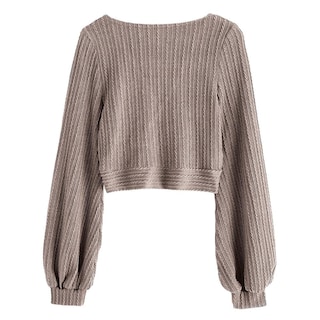 Foto 2 | Jersey Corto Zaful Para Mujer Con Mangas Acanaladas Con Forma De Farol - Venta Internacional.