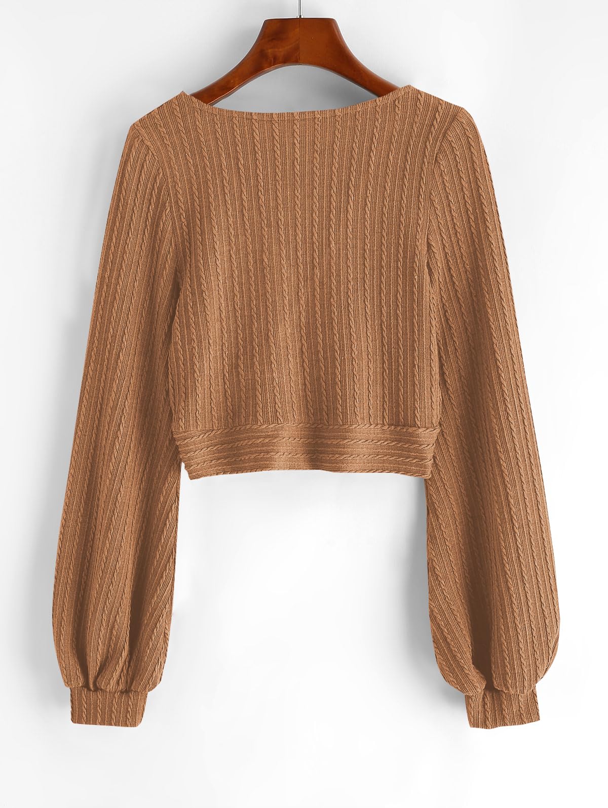 Foto 2 | Jersey Corto Zaful Para Mujer Con Mangas Acanaladas Con Forma De Farol - Venta Internacional.