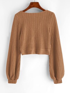 Foto 2 | Jersey Corto Zaful Para Mujer Con Mangas Acanaladas Con Forma De Farol - Venta Internacional.