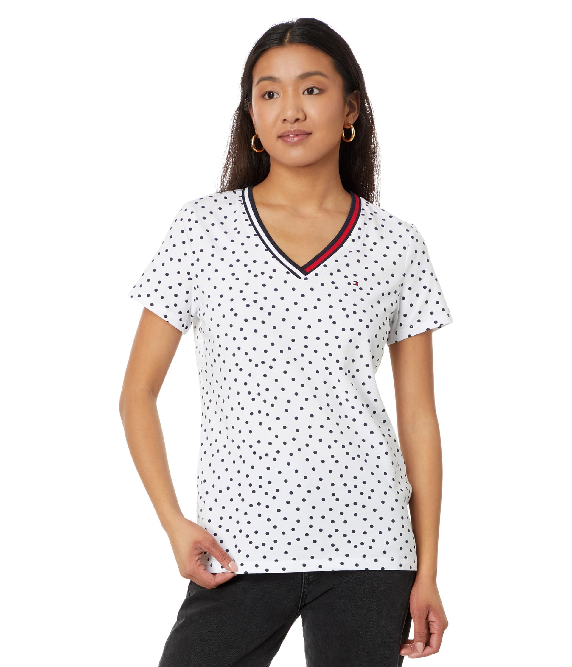 Foto 2 pulgar | Camiseta Tommy Hilfiger Para Mujer, Ropa Deportiva, Cuello En V, Algodón, Talla Xs - Venta Internacional.