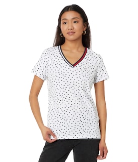 Foto 1 | Camiseta Tommy Hilfiger Para Mujer, Ropa Deportiva, Cuello En V, Algodón, Talla Xs - Venta Internacional.