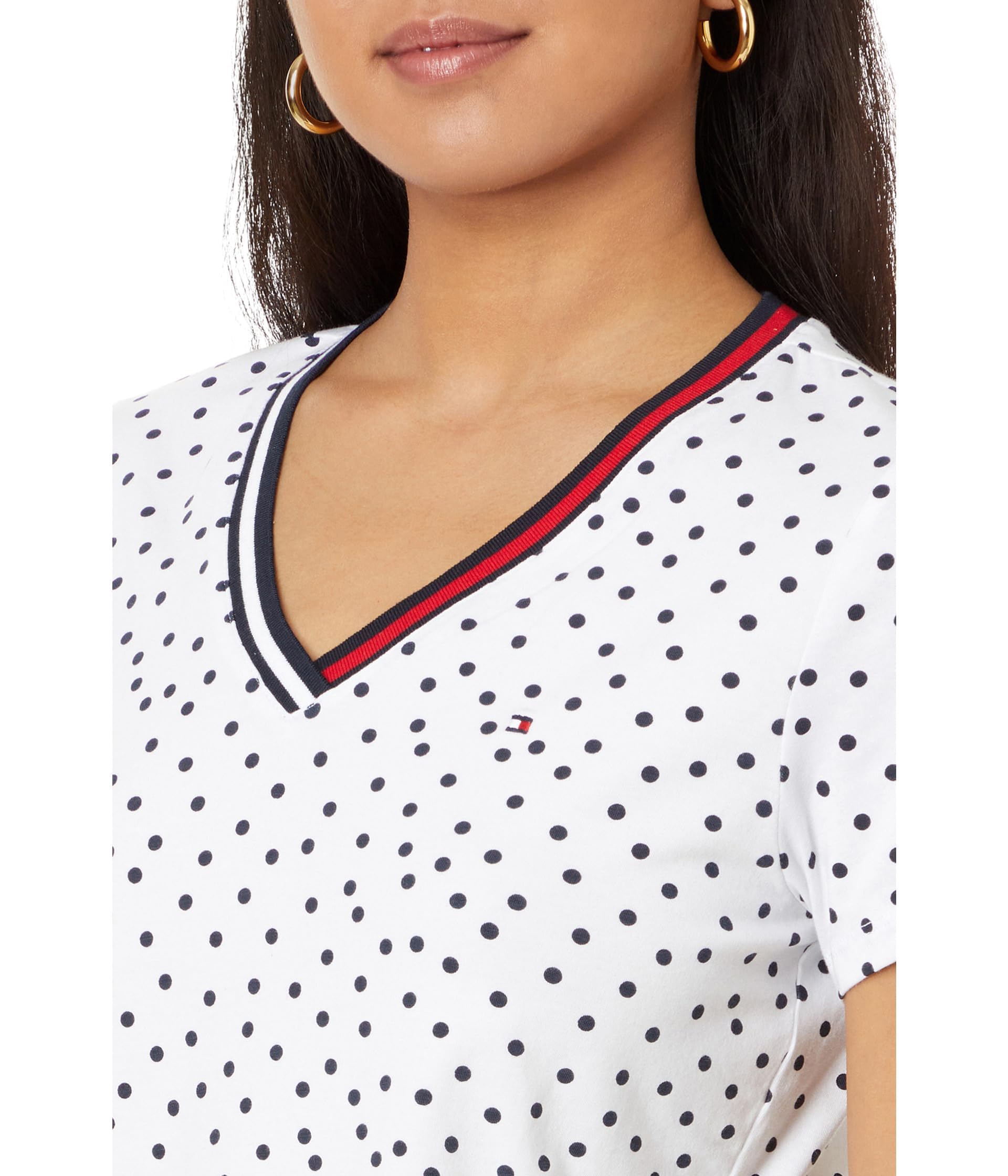 Foto 4 pulgar | Camiseta Tommy Hilfiger Para Mujer, Ropa Deportiva, Cuello En V, Algodón, Talla Xs - Venta Internacional.