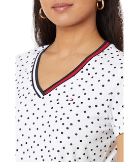 Foto 3 | Camiseta Tommy Hilfiger Para Mujer, Ropa Deportiva, Cuello En V, Algodón, Talla Xs - Venta Internacional.