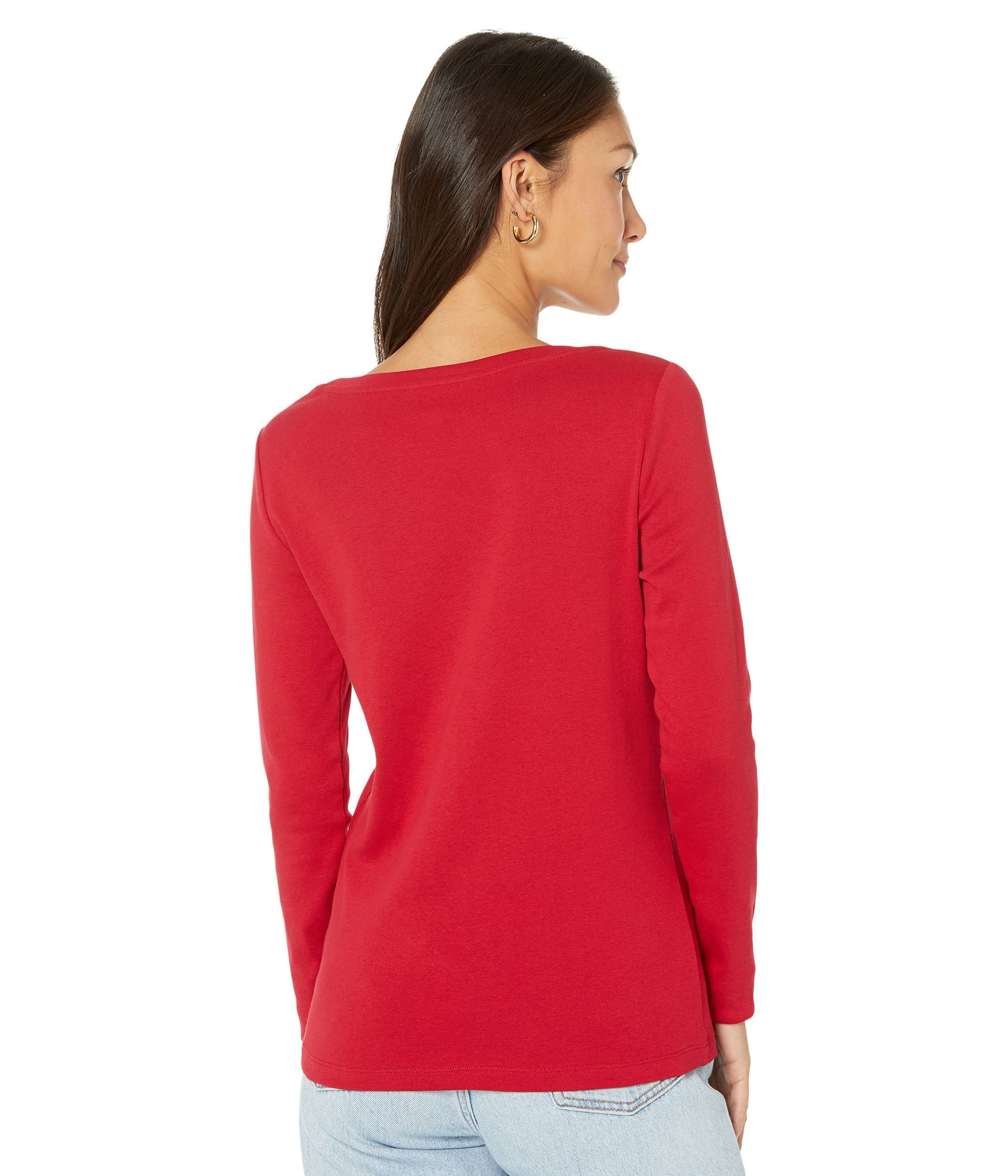 Foto 2 | Camiseta Tommy Hilfiger Para Mujer, Manga Larga, Cuello Redondo, Color Rojo - Venta Internacional.