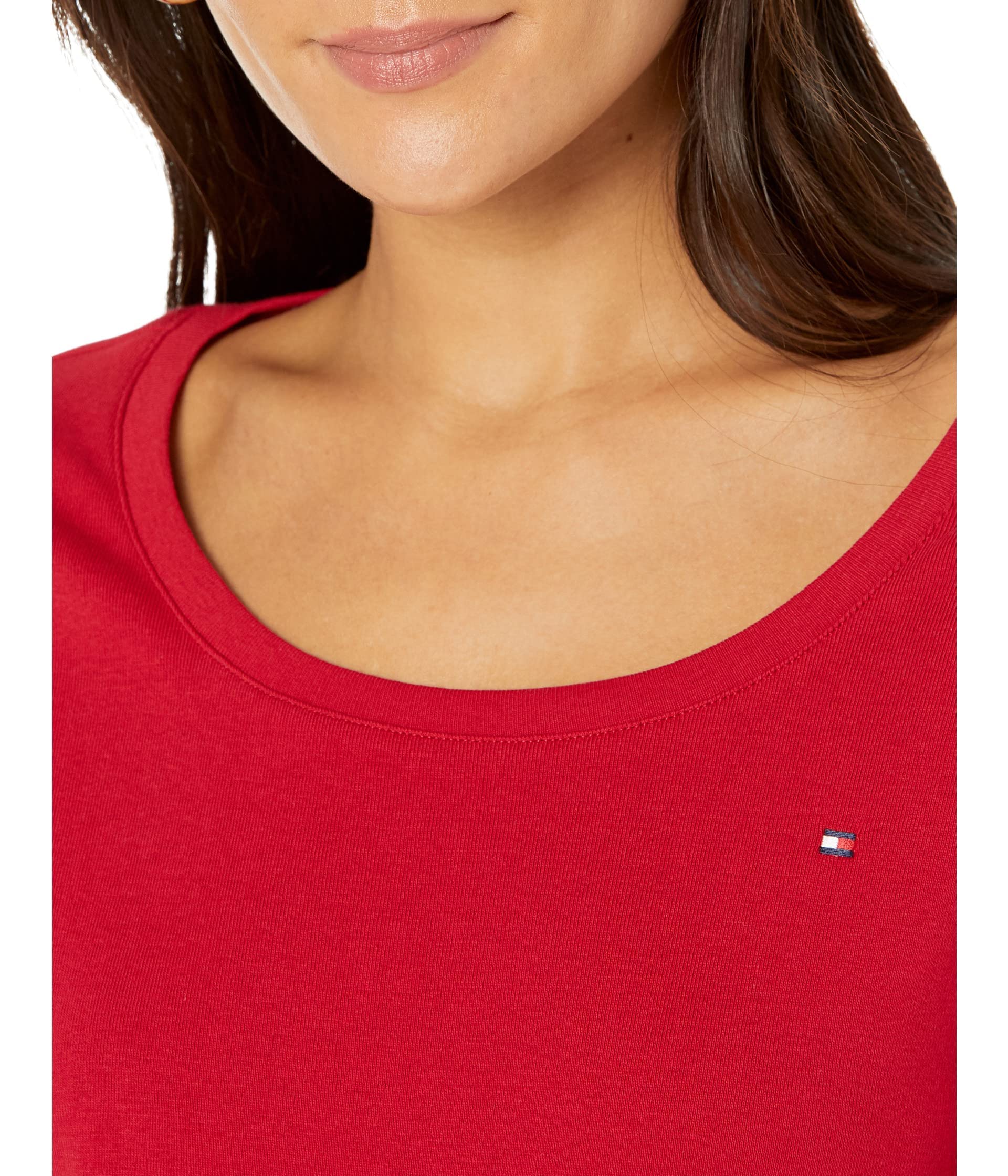 Foto 4 pulgar | Camiseta Tommy Hilfiger Para Mujer, Manga Larga, Cuello Redondo, Color Rojo - Venta Internacional.
