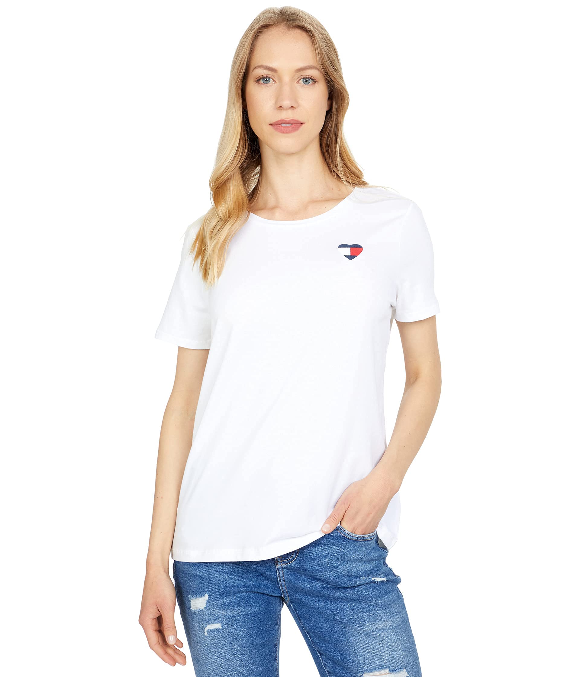 Foto 1 | Camiseta Tommy Hilfiger Blanca con Cuello Redondo y Logotipo para Mujer - Venta Internacional