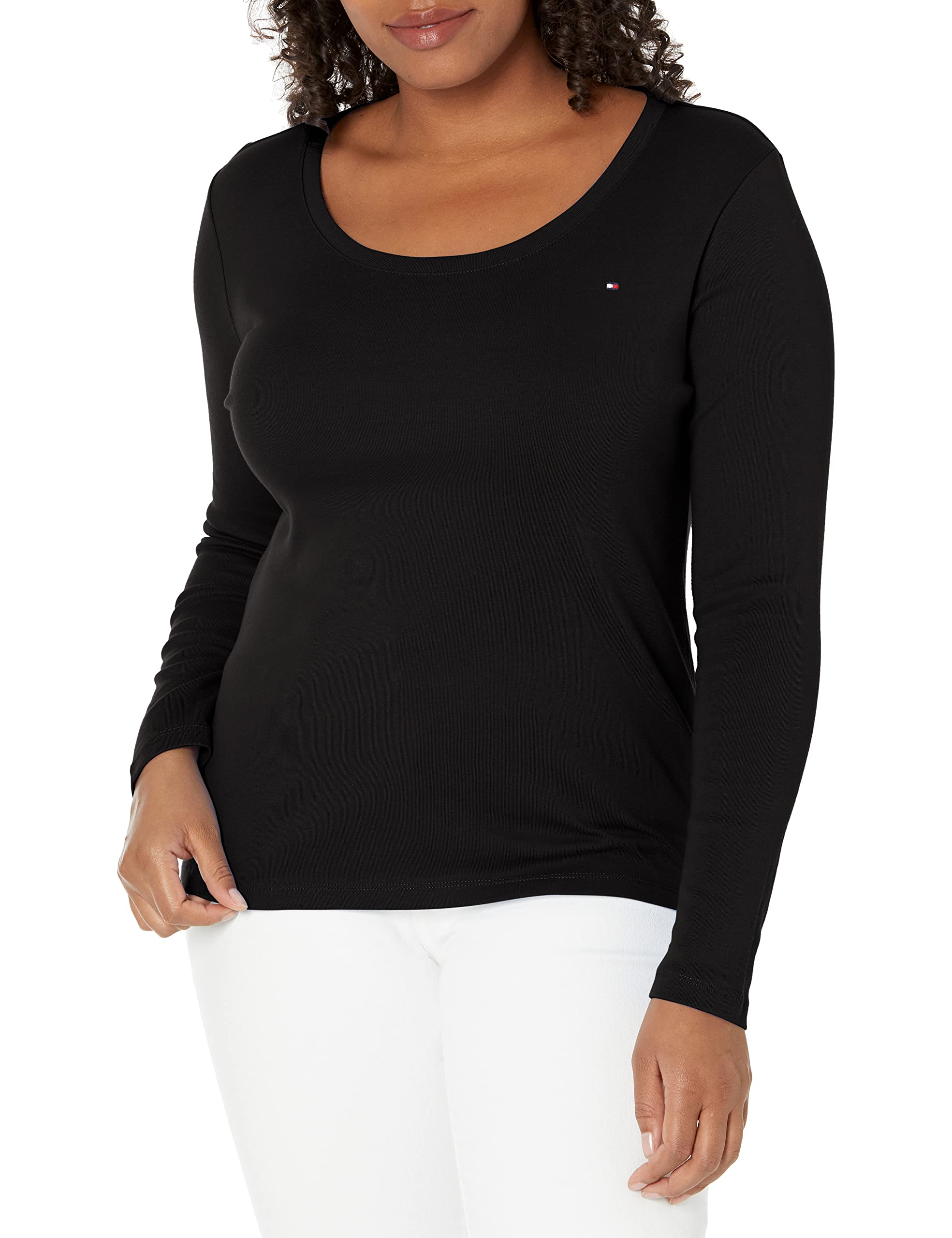 Foto 2 pulgar | Camiseta Tommy Hilfiger Para Mujer, Manga Larga, Cuello Redondo, Negra - Venta Internacional.