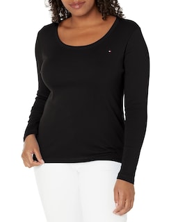 Foto 1 | Camiseta Tommy Hilfiger Para Mujer, Manga Larga, Cuello Redondo, Negra - Venta Internacional.
