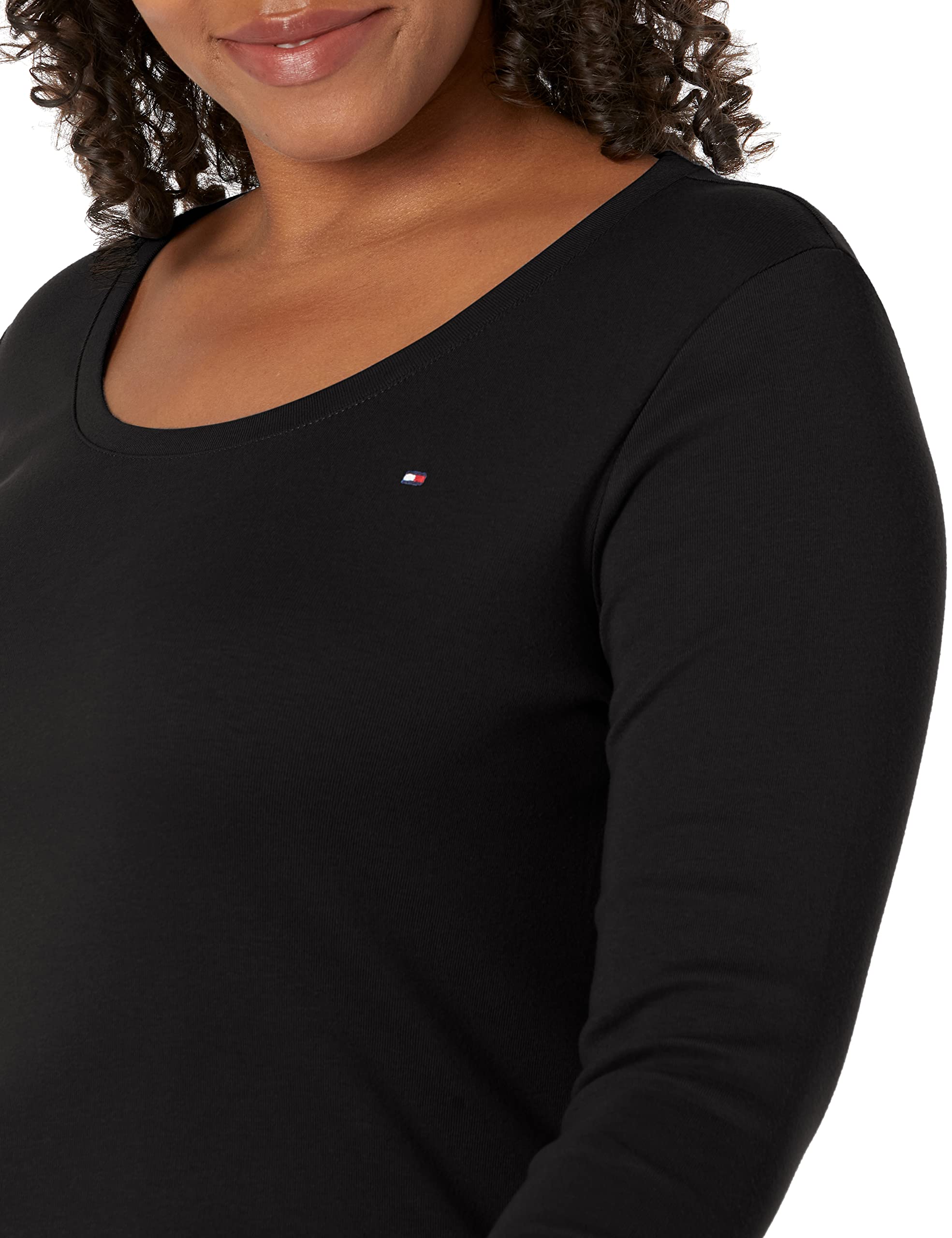 Foto 4 pulgar | Camiseta Tommy Hilfiger Para Mujer, Manga Larga, Cuello Redondo, Negra - Venta Internacional.