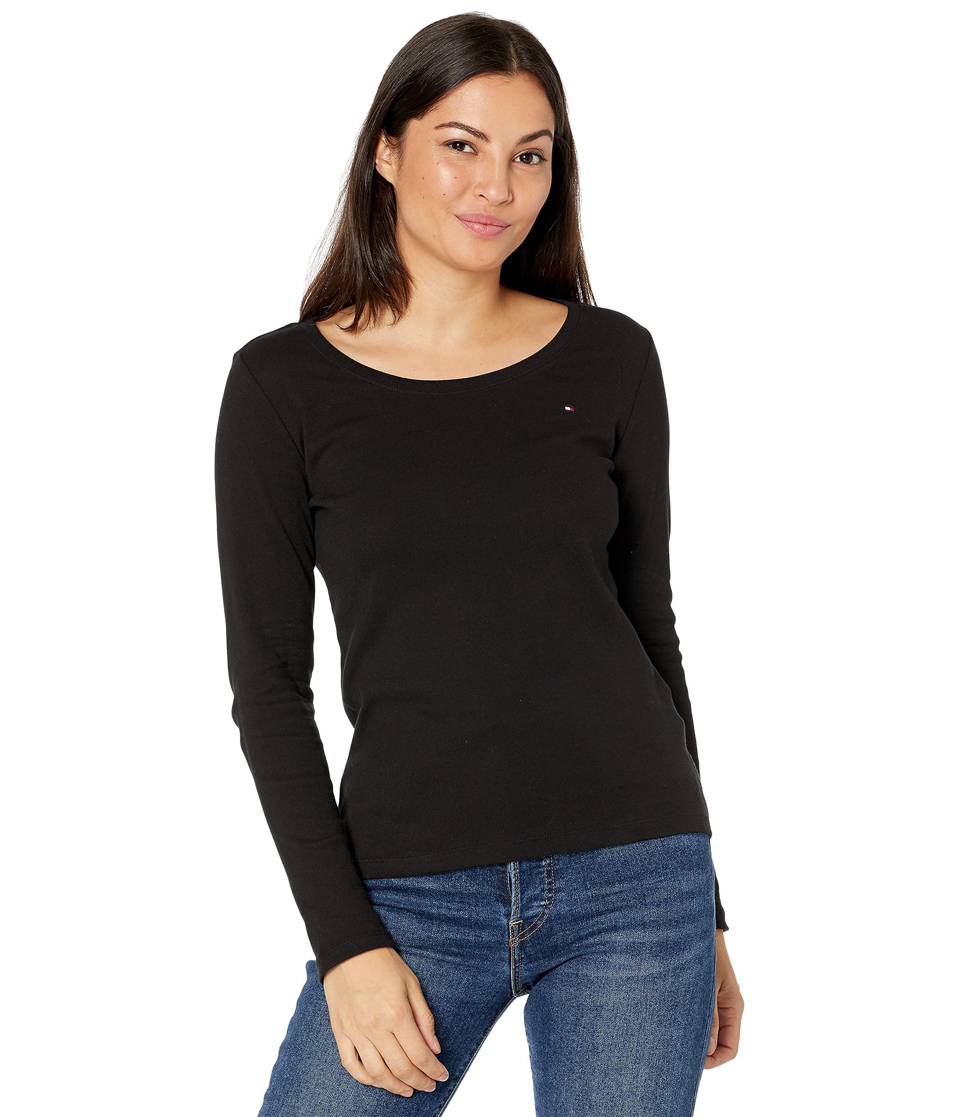 Foto 5 pulgar | Camiseta Tommy Hilfiger Para Mujer, Manga Larga, Cuello Redondo, Negra - Venta Internacional.