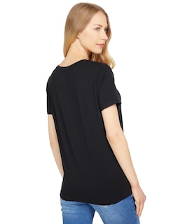 Foto 3 | Camiseta Tommy Hilfiger Para Mujer, Cuello Redondo, Logotipo, Corazón Negro - Venta Internacional.