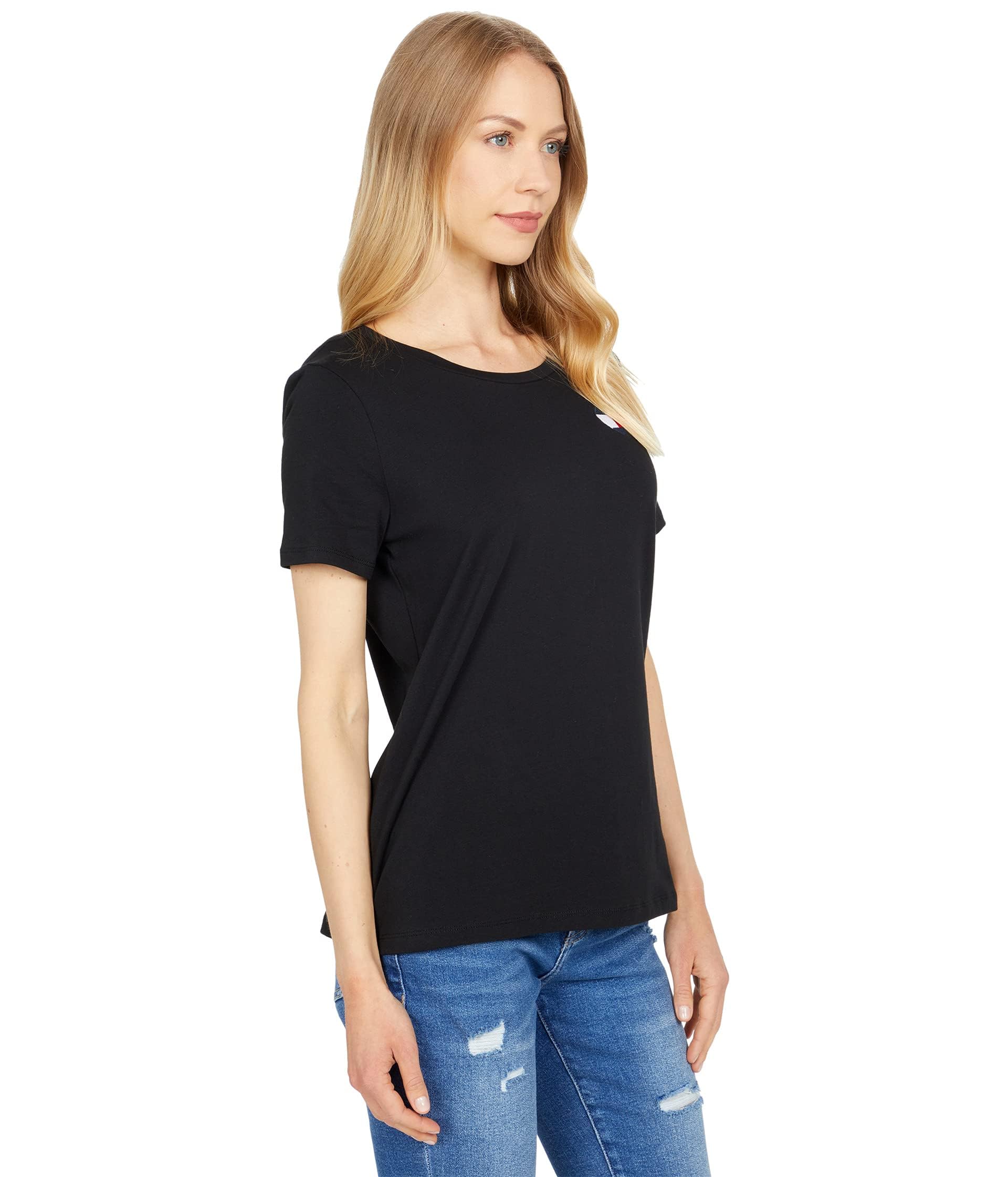 Foto 5 pulgar | Camiseta Tommy Hilfiger Para Mujer, Cuello Redondo, Logotipo, Corazón Negro - Venta Internacional.
