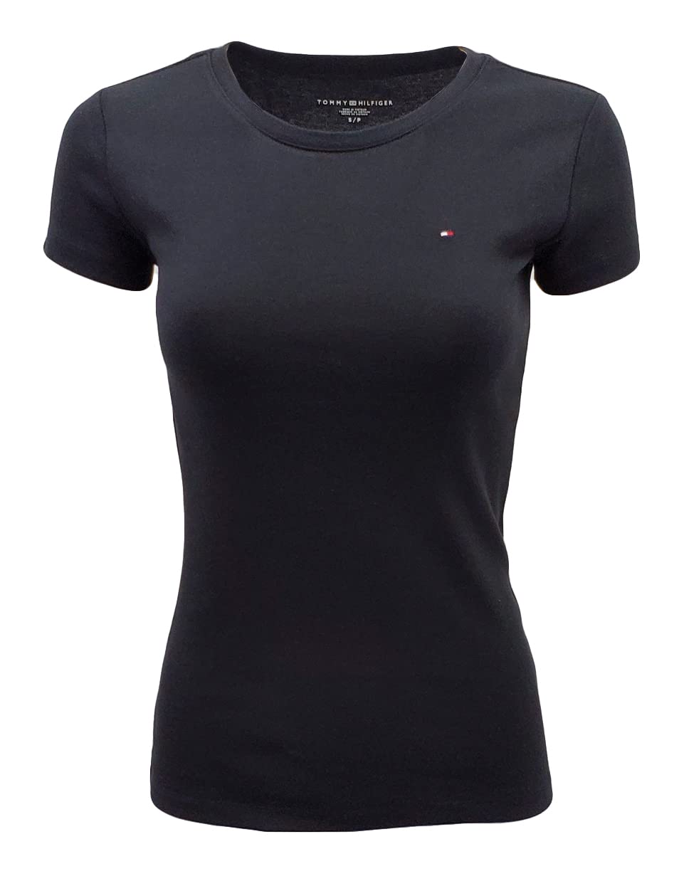 Camiseta Tommy Hilfiger Para Mujer Con Cuello Redondo Y Logotipo, Color Negro, Talla L - Venta Internacional.