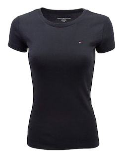 Foto 1 | Camiseta Tommy Hilfiger Para Mujer Con Cuello Redondo Y Logotipo, Color Negro, Talla L - Venta Internacional.