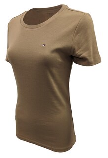 Foto 3 | Camiseta Tommy Hilfiger Para Mujer, Cuello Redondo, Logotipo, Color Canela, Talla M - Venta Internacional.