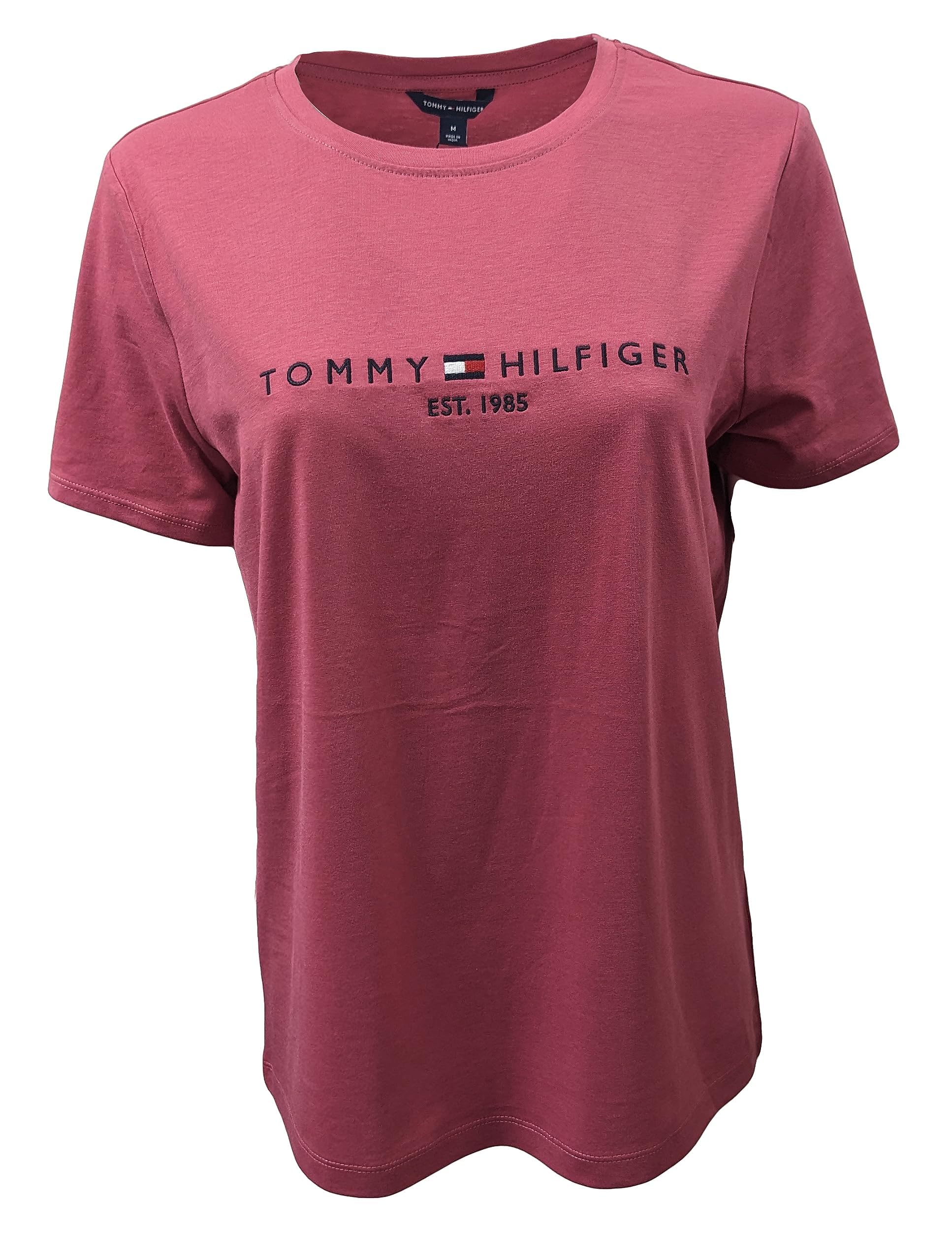 Camiseta Tommy Hilfiger Para Mujer Con Cuello Redondo, Color Rojo, Talla S - Venta Internacional.