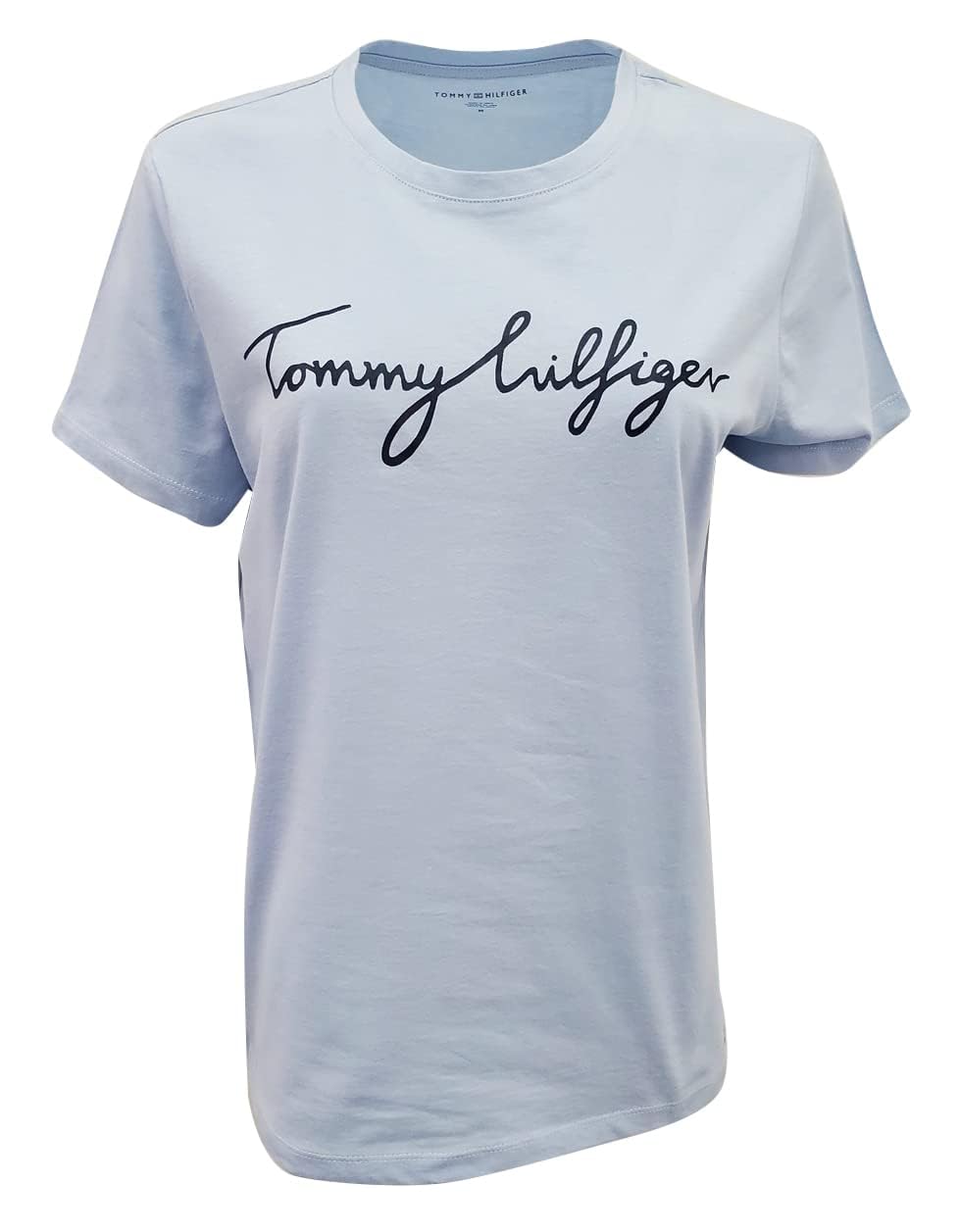 Camiseta Tommy Hilfiger New Line Con Cuello Redondo Para Mujer, Azul Claro - Venta Internacional.