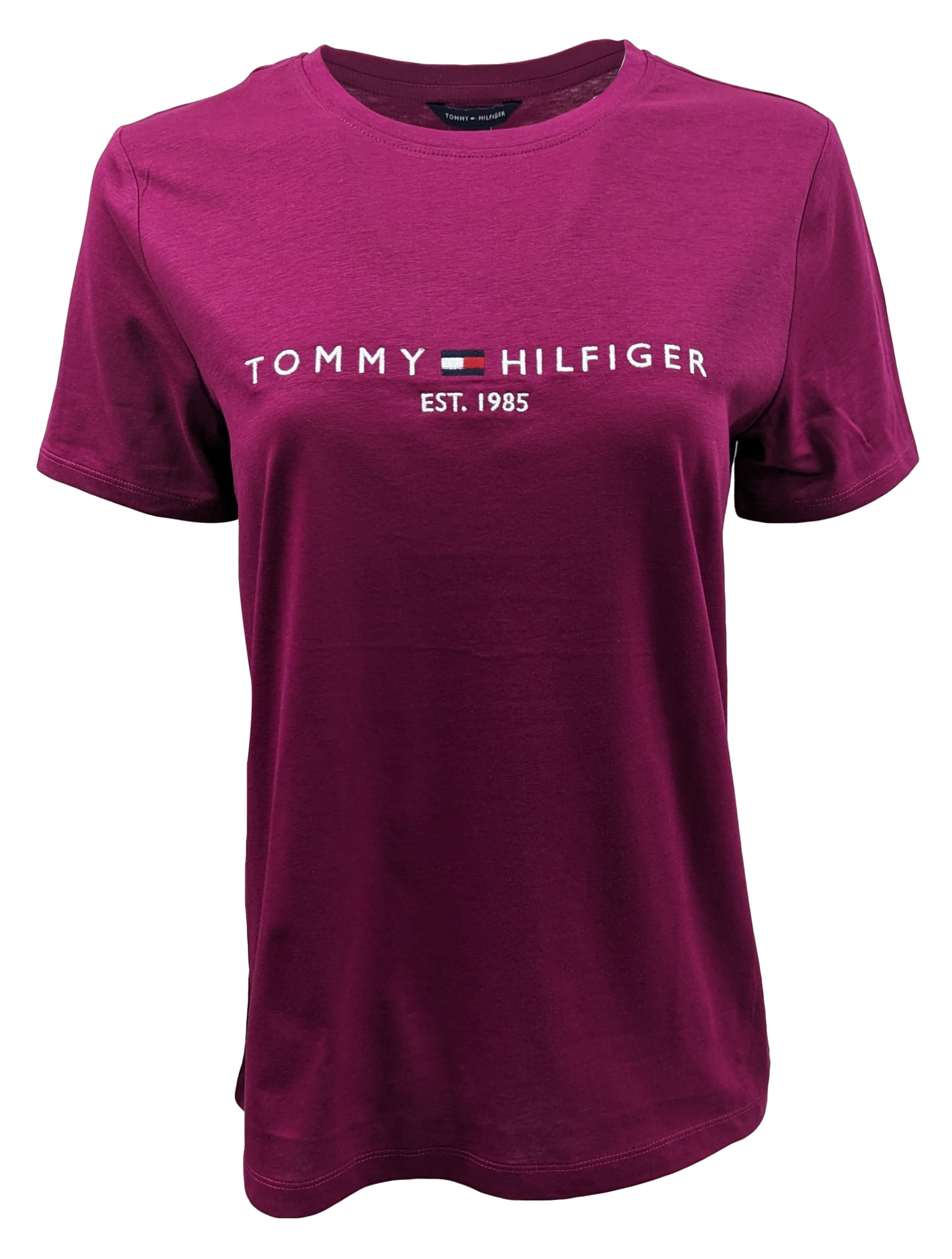 Camiseta Tommy Hilfiger Line Con Cuello Redondo Para Mujer, Color Magenta - Venta Internacional.