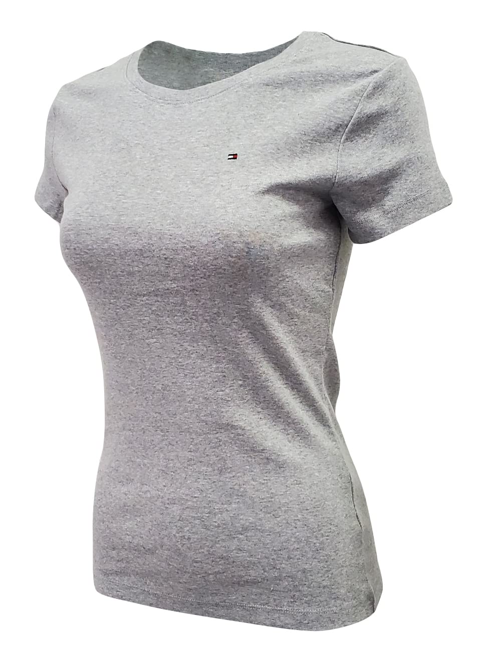 Foto 3 | Camiseta Tommy Hilfiger Para Mujer Con Cuello Redondo Y Logotipo Gris, Talla L - Venta Internacional.