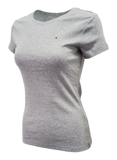 Foto 3 | Camiseta Tommy Hilfiger Para Mujer Con Cuello Redondo Y Logotipo Gris, Talla L - Venta Internacional.