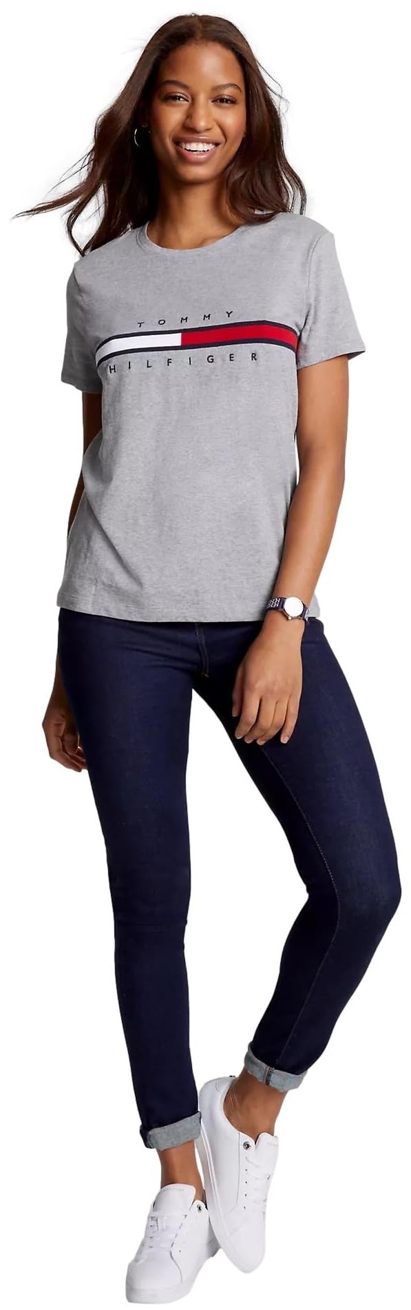 Foto 3 pulgar | Playera Tommy Hilfiger Gris para Mujer - Venta Internacional