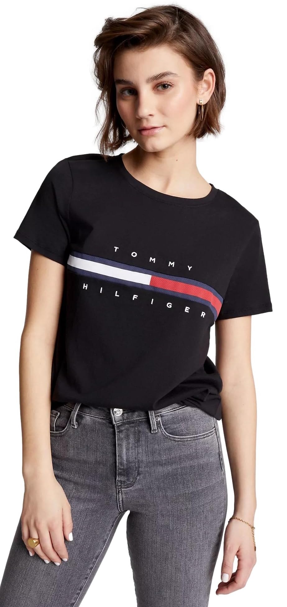 Foto 1 | Camiseta Tommy Hilfiger Negra para Mujer - Venta Internacional