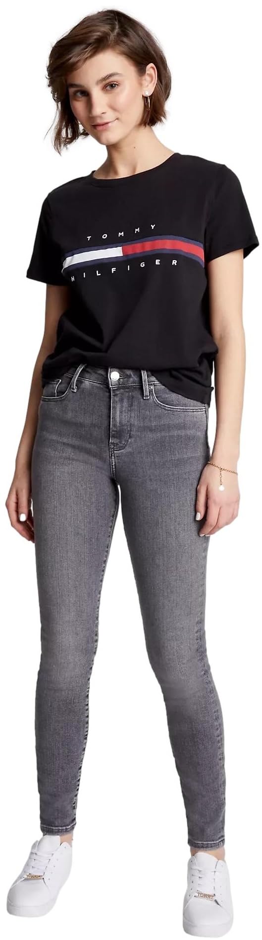 Foto 2 | Camiseta Tommy Hilfiger Negra para Mujer - Venta Internacional