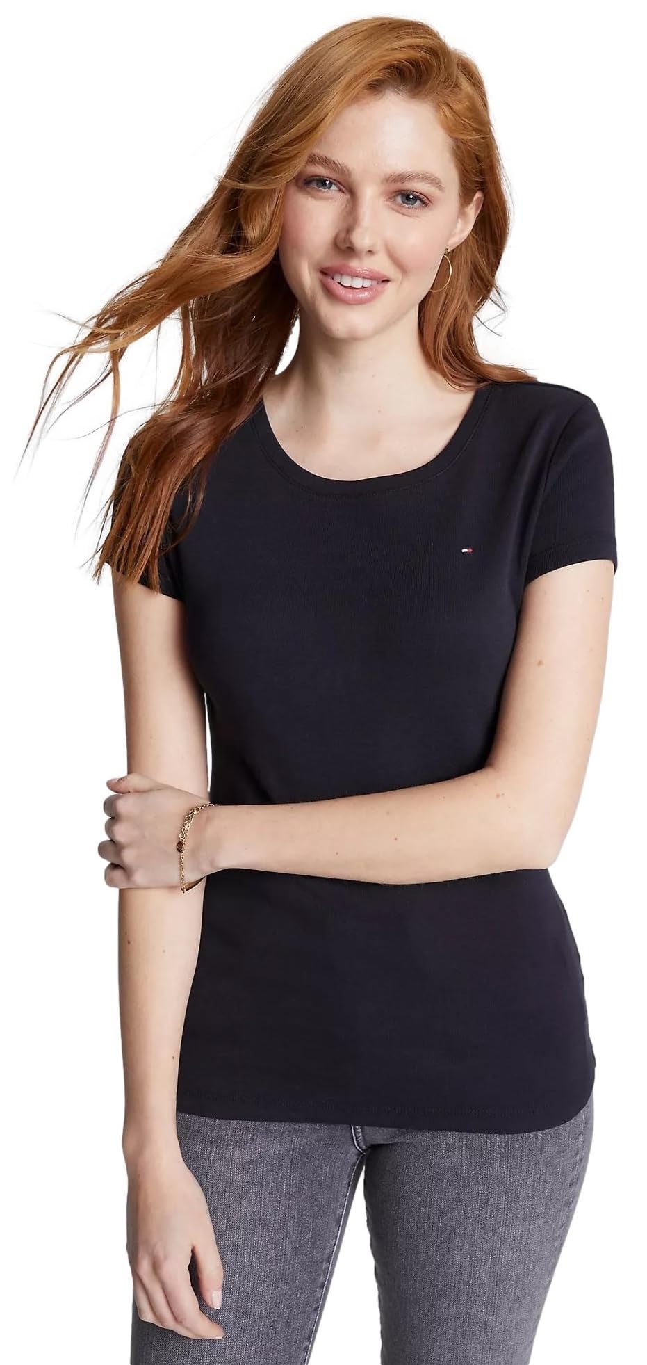 Foto 2 pulgar | Playera Tommy Hilfiger Essential Negro para Mujer - Venta Internacional