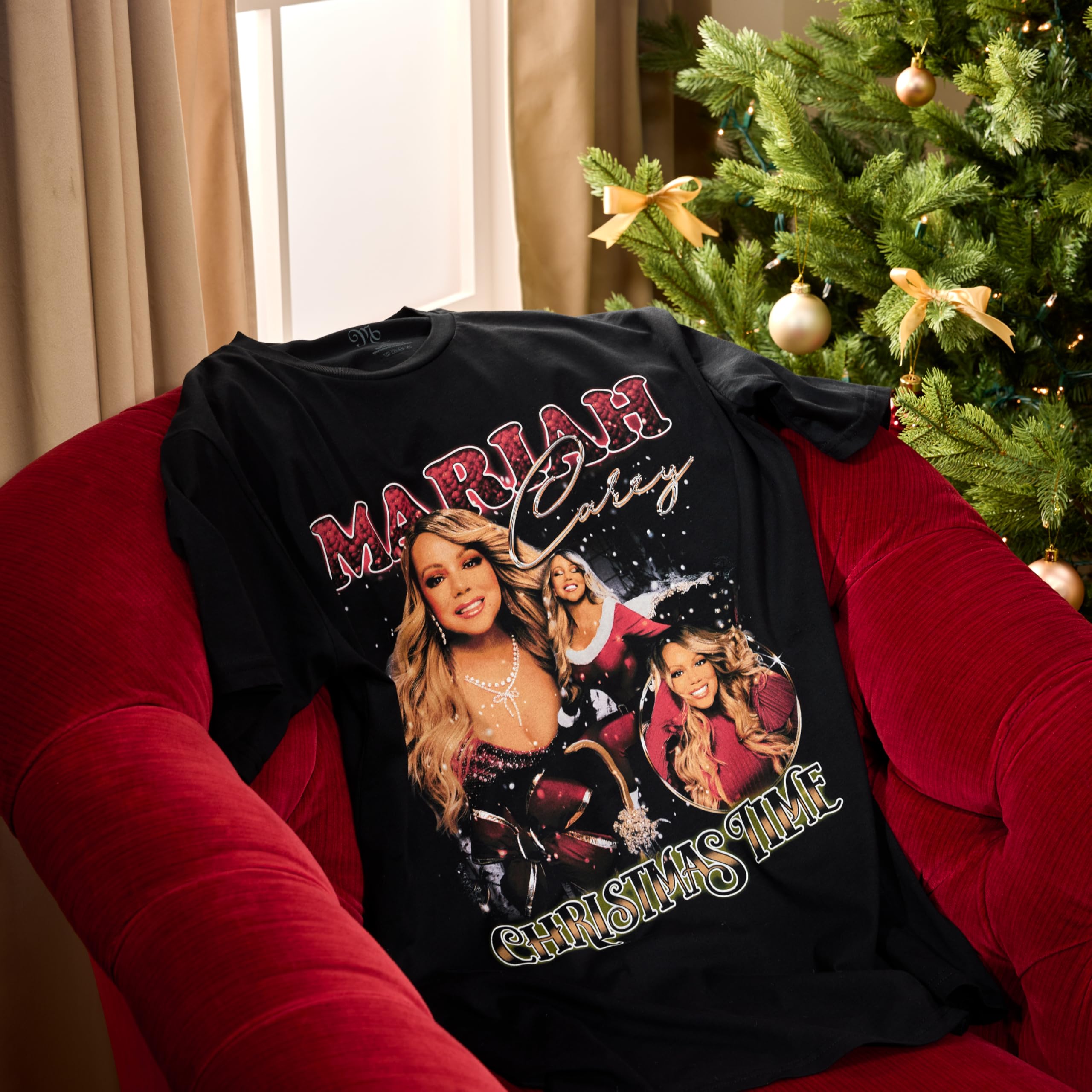 Foto 3 pulgar | Camiseta Mariah Carey Christmas Time Tour 90s Collage Unisex - Venta Internacional.