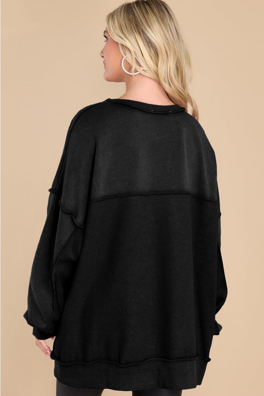 Foto 4 pulgar | Sudadera Alvaq Para Mujer, Moderna, Otoño-invierno, Cuello En V, Con Botones, Color Negro - Venta Internacional.