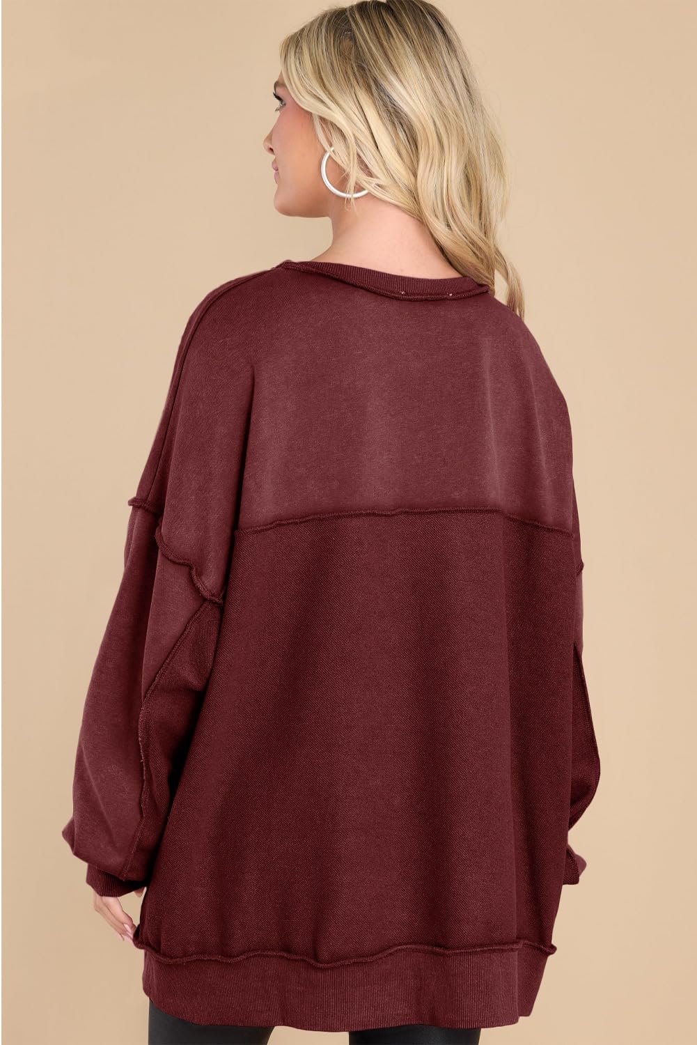 Foto 4 pulgar | Sudadera Alvaq Túnica De Invierno Extragrande Para Mujer, Rojo Rubí, 1x - Venta Internacional.