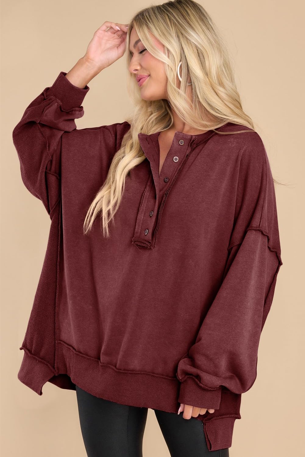 Foto 5 pulgar | Sudadera Alvaq Túnica De Invierno Extragrande Para Mujer, Rojo Rubí, 1x - Venta Internacional.