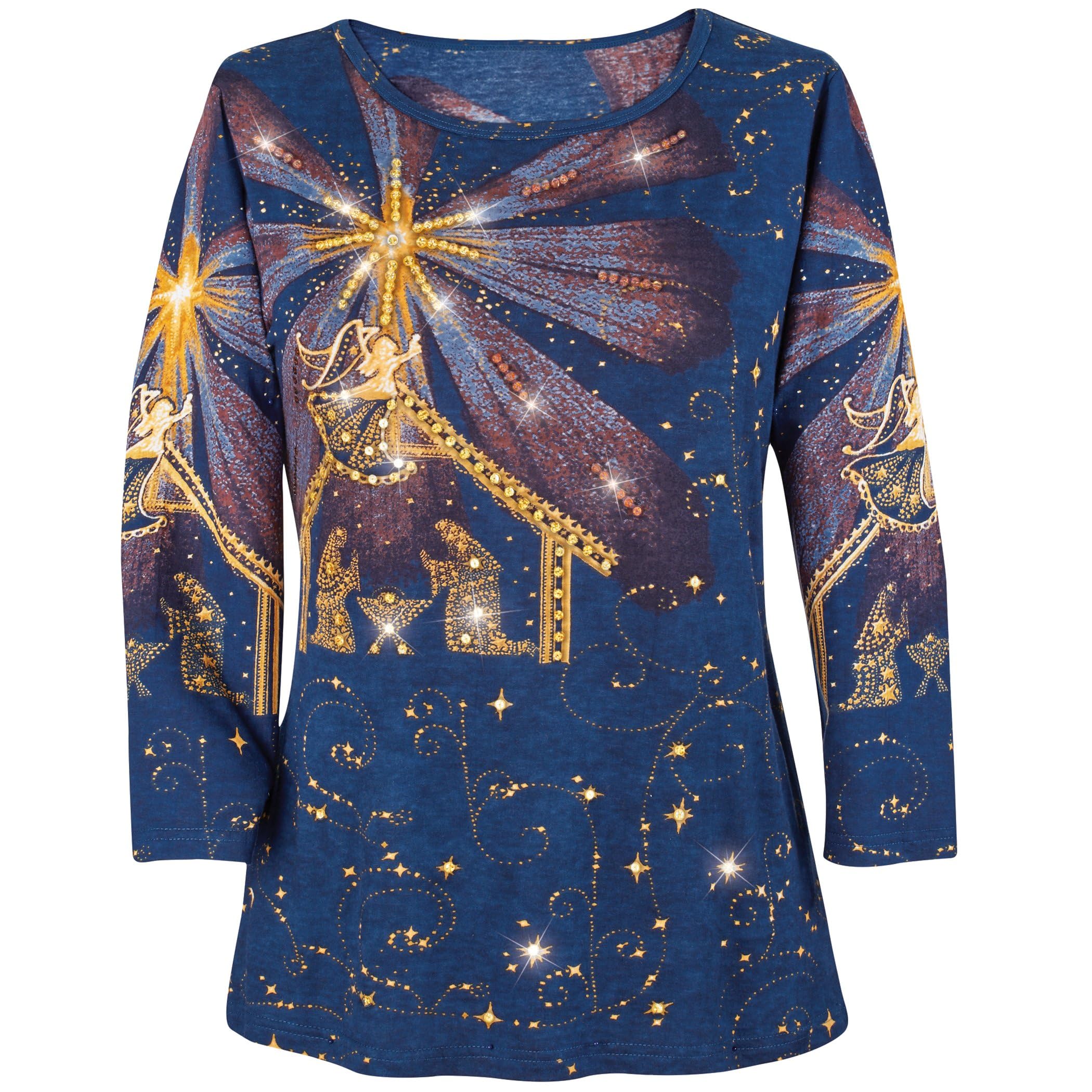 Foto 2 pulgar | Mejores Colecciones Etc Peaceful Nativity Scene Women Navy Cotton - Venta Internacional.