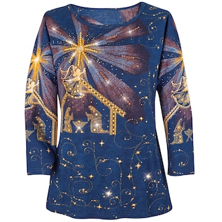 Foto 1 | Mejores Colecciones Etc Peaceful Nativity Scene Women Navy Cotton - Venta Internacional.