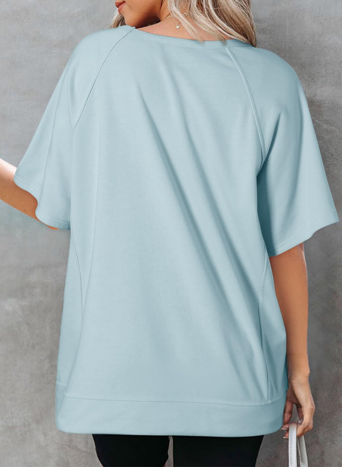 Foto 3 pulgar | Camiseta Dokotoo Summer Casual Cuello Redondo Oversize Azul Para Mujer - Venta Internacional.