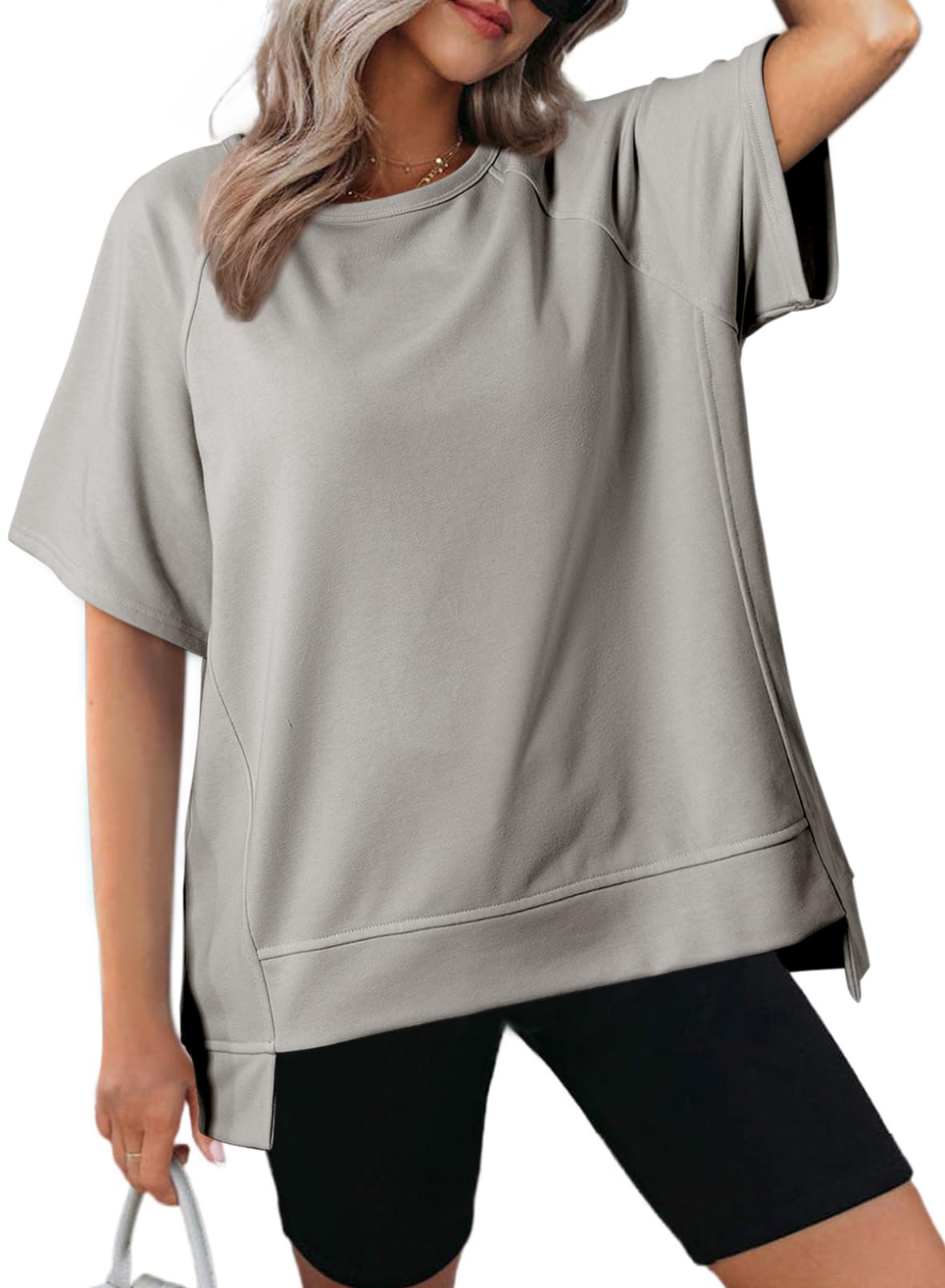 Foto 2 pulgar | Tops Dokotoo Spring 2025 - Camisetas Extragrandes Para Mujer, Color Gris, Talla M - Venta Internacional.