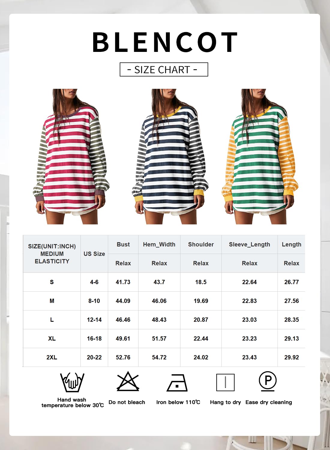 Foto 6 pulgar | Camisa Túnica Blencot Para Mujer Casual Y2k De Manga Larga A Rayas - Venta Internacional.