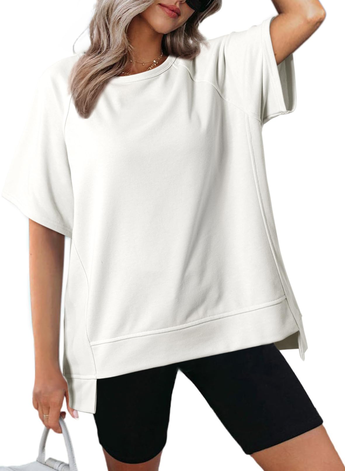 Foto 2 pulgar | Camiseta Dokotoo Oversized Para Mujer, Blanca, Casual, Moda 2025 - Venta Internacional.
