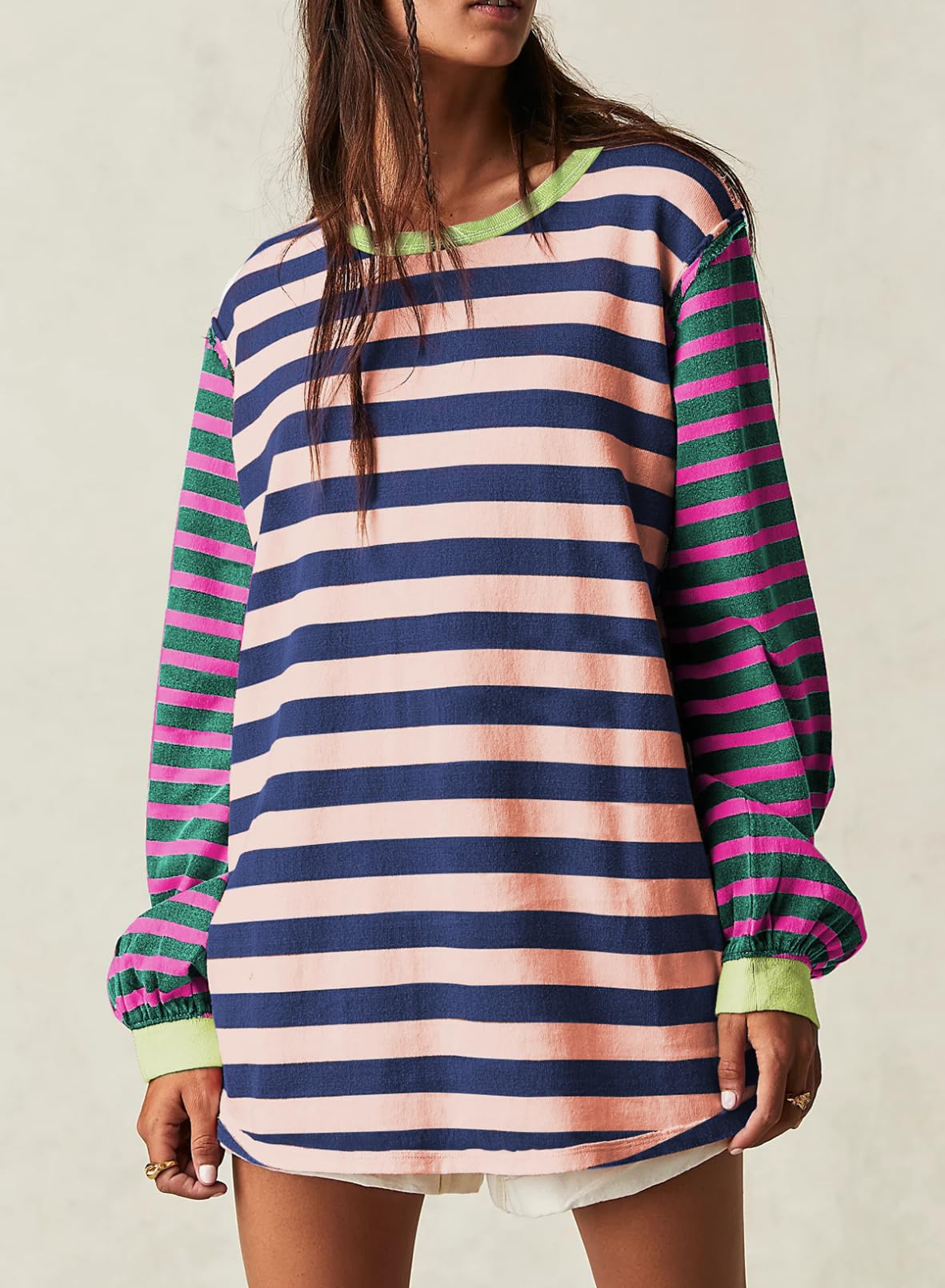 Foto 2 | Camisa Blencot 2025 A Rayas, Manga Larga, Extragrande, Para Mujer, 2xl - Venta Internacional.