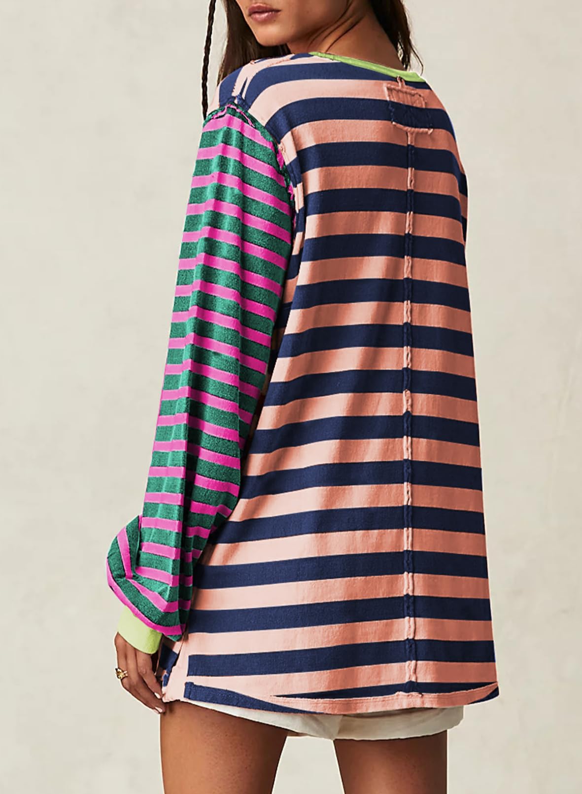 Foto 5 pulgar | Camisa Blencot 2025 A Rayas, Manga Larga, Extragrande, Para Mujer, 2xl - Venta Internacional.