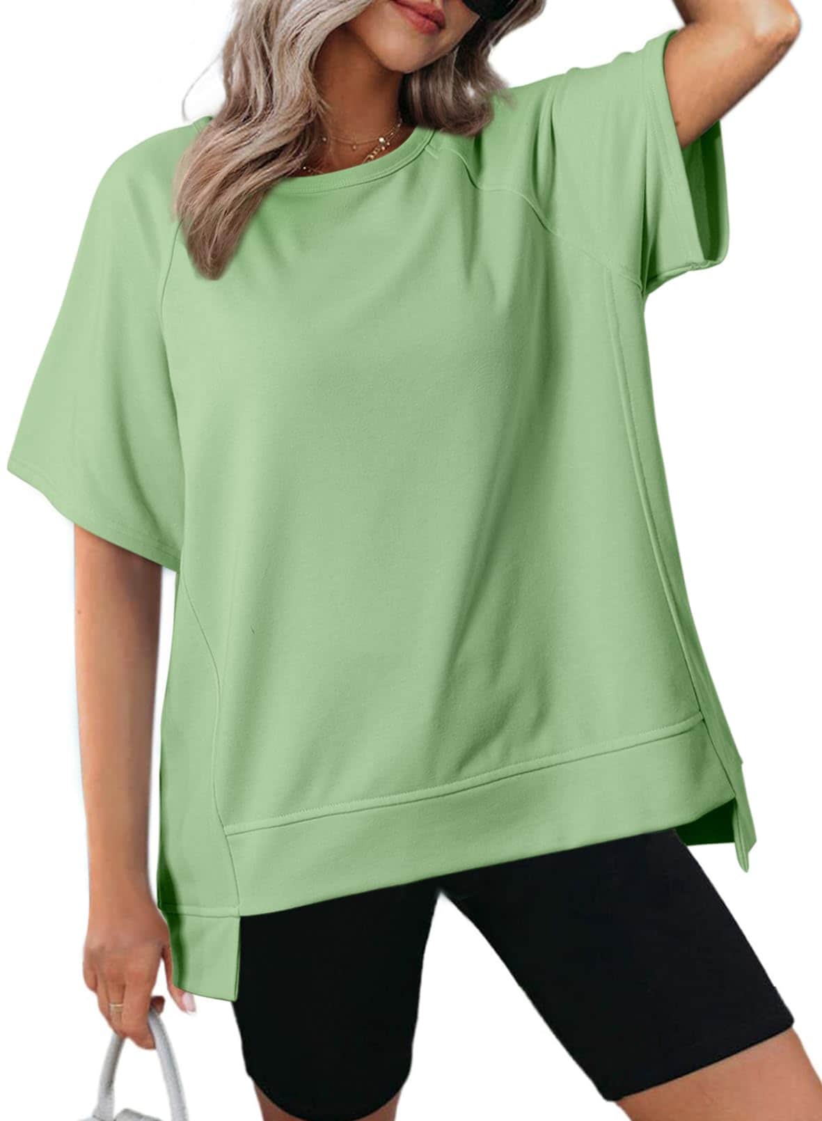 Camiseta Dokotoo De Manga Corta Extragrande Para Mujer, Color Verde - Venta Internacional. $508