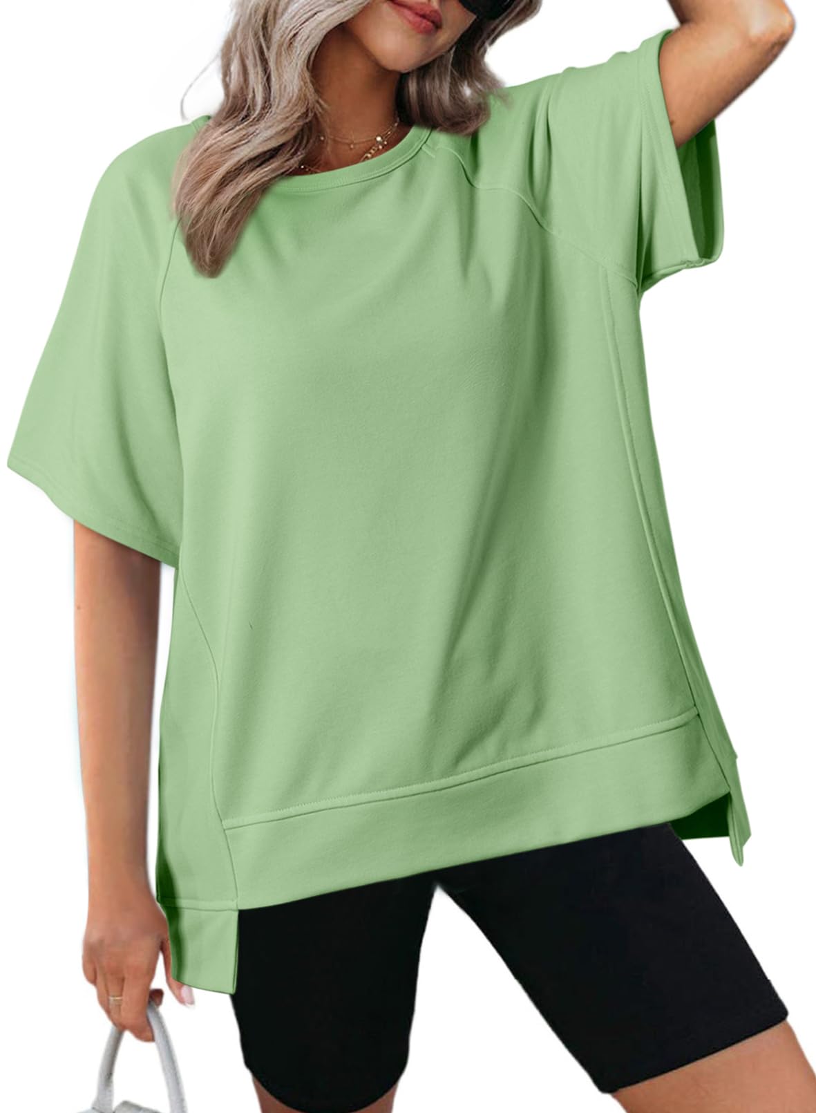 Camiseta Dokotoo De Manga Corta Extragrande Para Mujer, Color Verde - Venta Internacional.