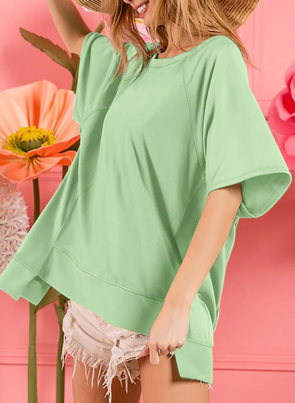 Foto 5 pulgar | Camiseta Dokotoo De Manga Corta Extragrande Para Mujer, Color Verde - Venta Internacional.