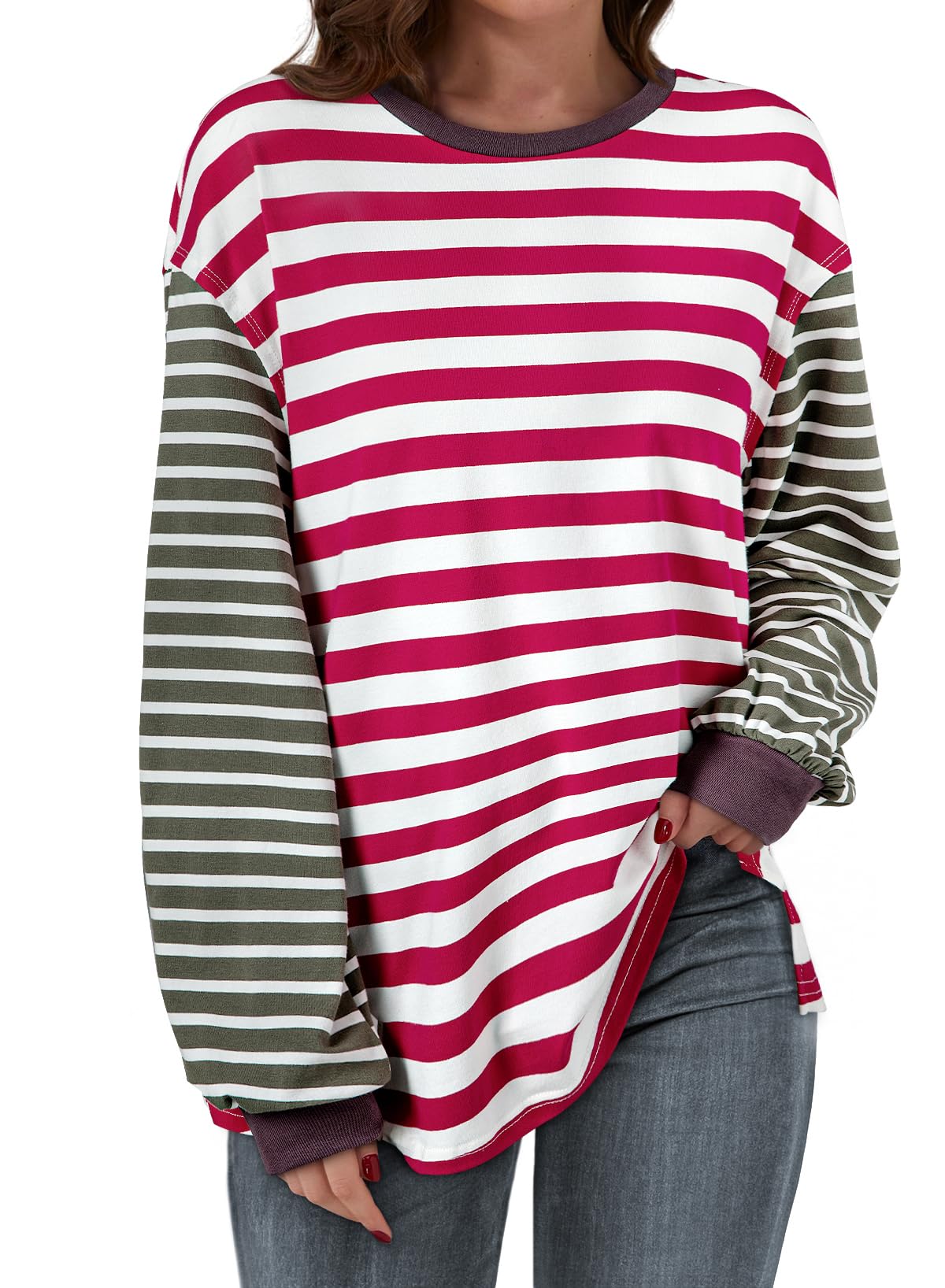 Foto 2 pulgar | Camiseta Blencot A Rayas Para Mujer, Talla Grande, Y2k, Red Stripe 2xl - Venta Internacional.