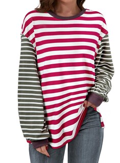 Foto 1 | Camiseta Blencot A Rayas Para Mujer, Talla Grande, Y2k, Red Stripe 2xl - Venta Internacional.