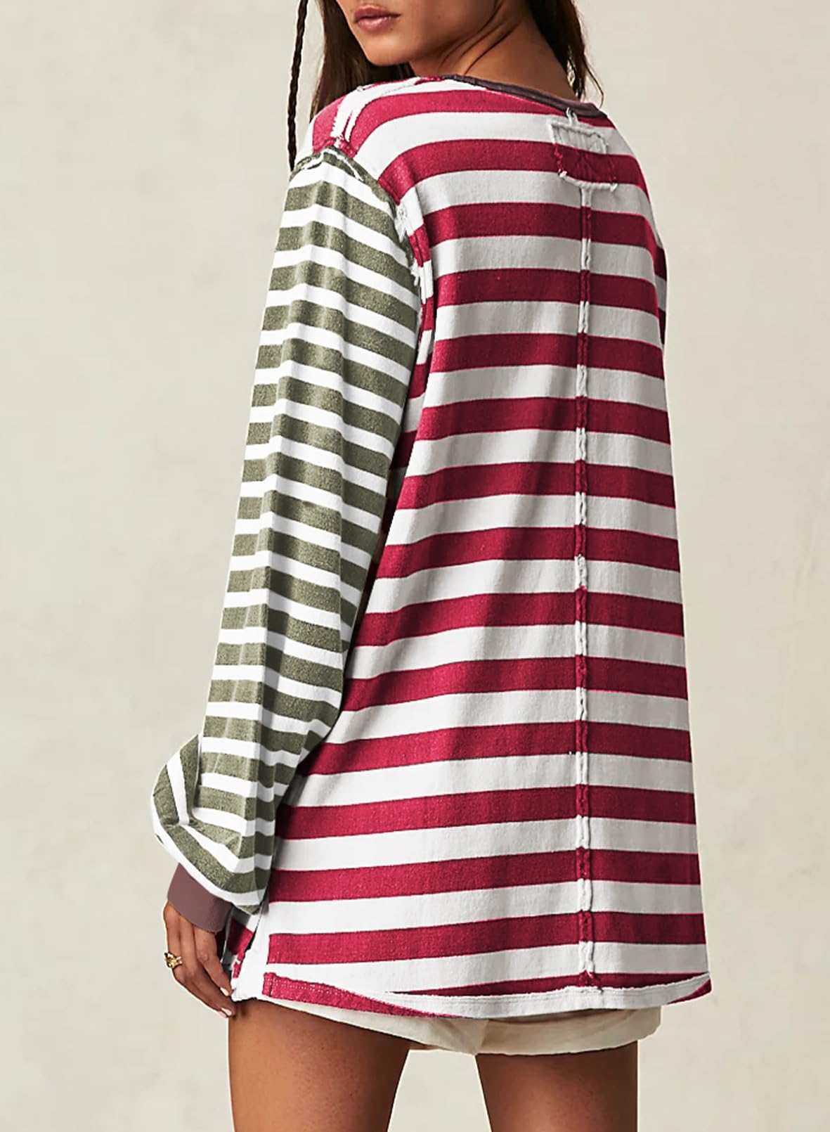 Foto 4 pulgar | Camiseta Blencot A Rayas Para Mujer, Talla Grande, Y2k, Red Stripe 2xl - Venta Internacional.