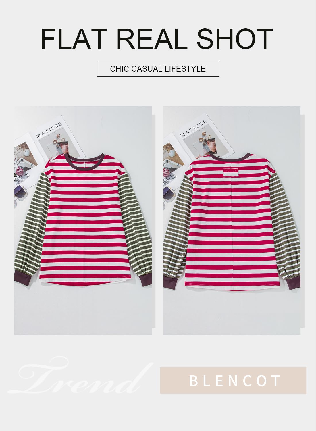 Foto 5 | Camiseta Blencot A Rayas Para Mujer, Talla Grande, Y2k, Red Stripe 2xl - Venta Internacional.