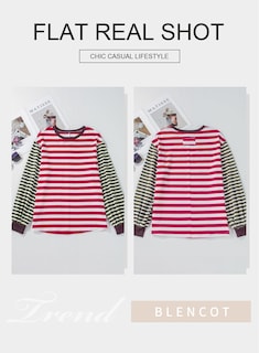 Foto 5 | Camiseta Blencot A Rayas Para Mujer, Talla Grande, Y2k, Red Stripe 2xl - Venta Internacional.