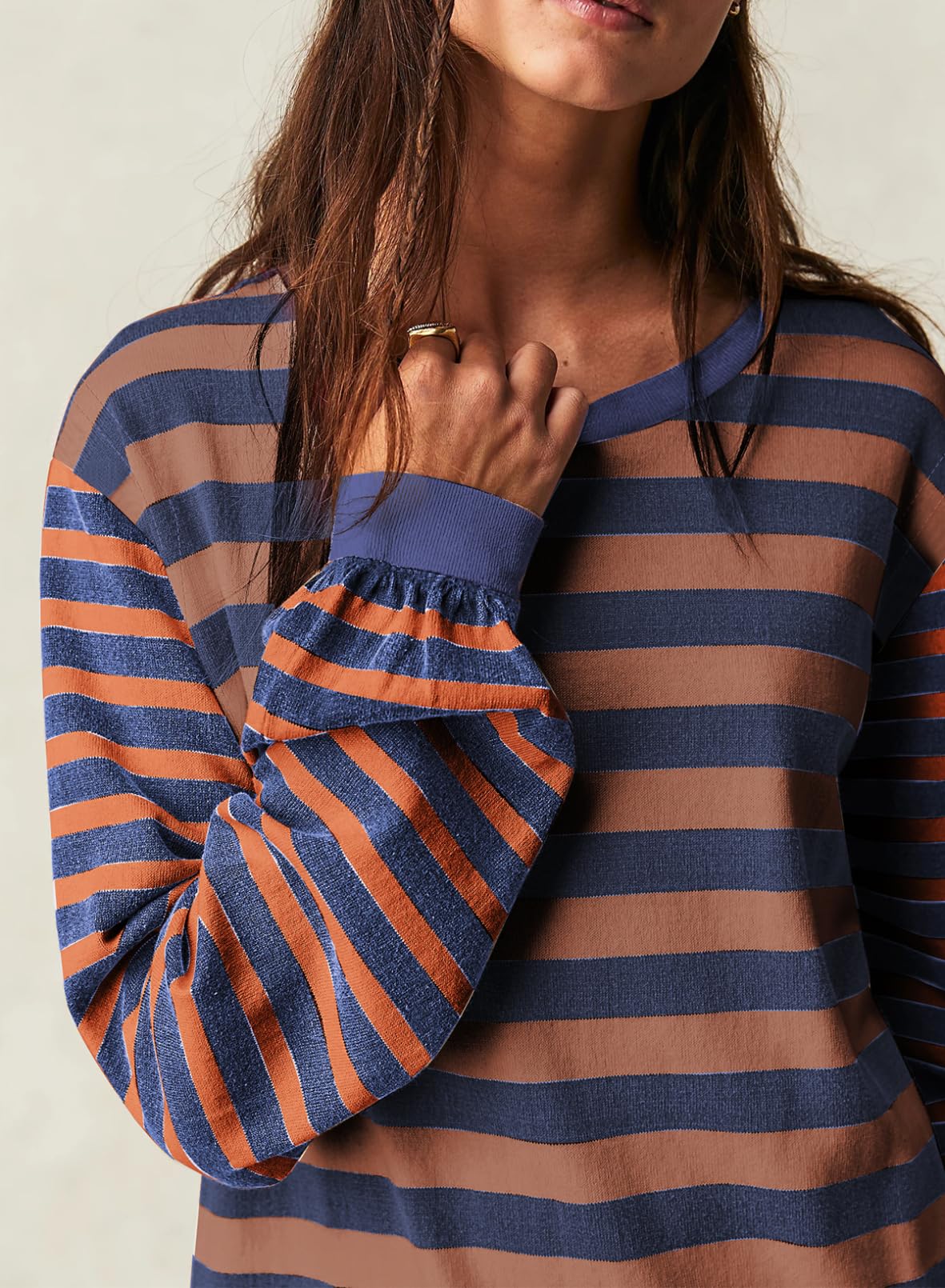 Foto 5 pulgar | Camiseta Blencot A Rayas Para Mujer, Extragrande, Y2k, Azul Marino - Venta Internacional.